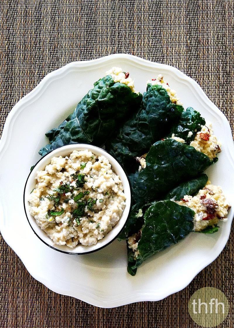 Raw Stuffed Kale Leaves with Mint Cashew Aioli | The Healthy Family and Home
