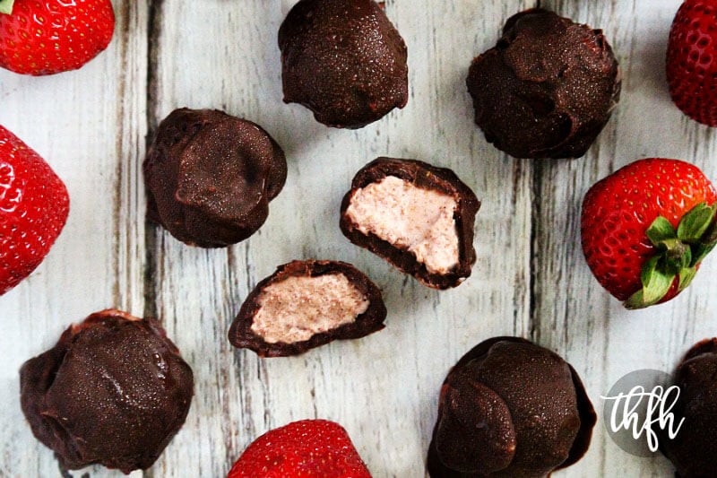 Raw Vegan Strawberry Cream Chocolate Truffles | The Healthy Family and Home