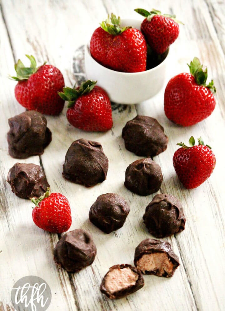 Raw Vegan Strawberry Cream Chocolate Truffles | The Healthy Family and Home