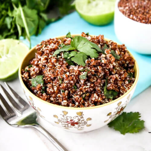GlutenFree Vegan Red Quinoa with Cilantro and Lime