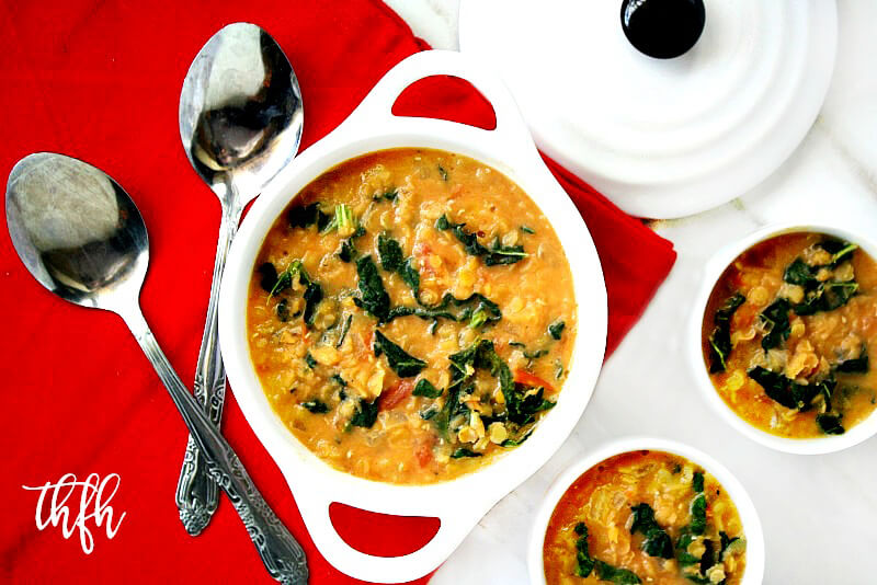 Creamy Vegan Red Lentil and Kale Soup | The Healthy Family and Home