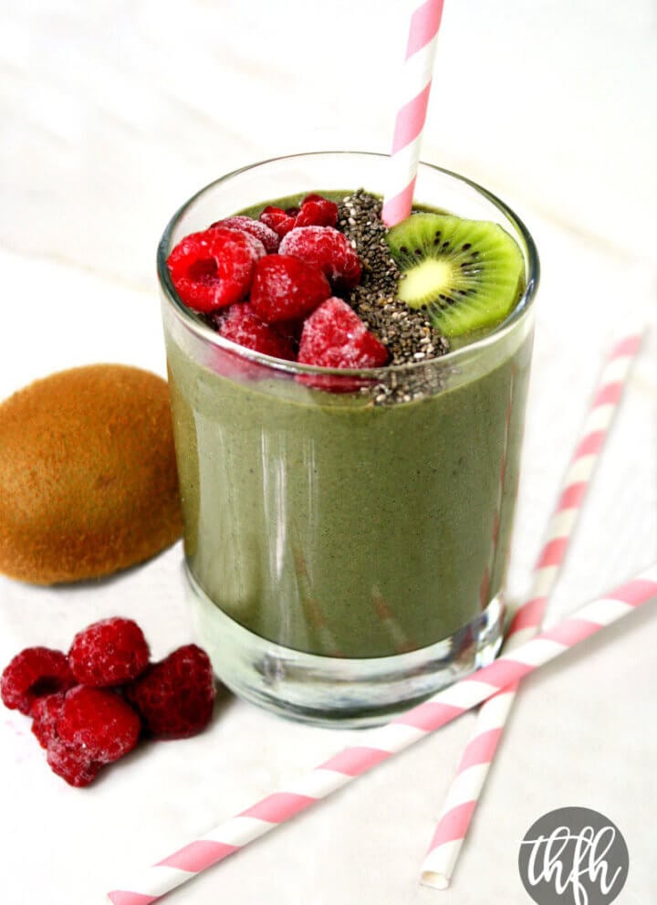 Vegan Raspberry Kiwi Protein Smoothie | The Healthy Family and Home