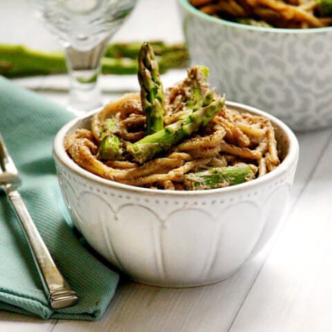 The BEST Gluten-Free Vegan Creamy Mushroom Asparagus Pasta