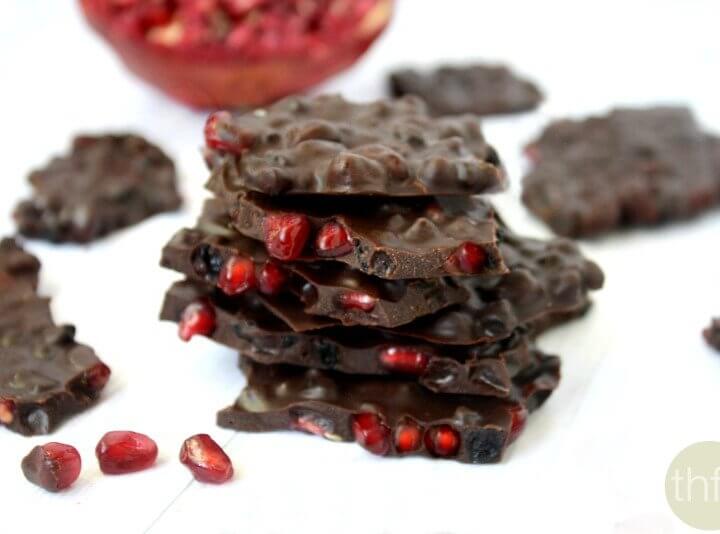 Clean Eating Pomegranate and Dried Blueberry Chocolate Bark - Raw, Vegan, Gluten-Free, Dairy-Free, Paleo-Friendly, No Refined Sugars | The Healthy Family and Home