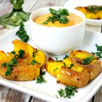 Vegan Roasted Smashed Potatoes with Smoked Paprika Habanero Sauce | The Healthy Family and Home