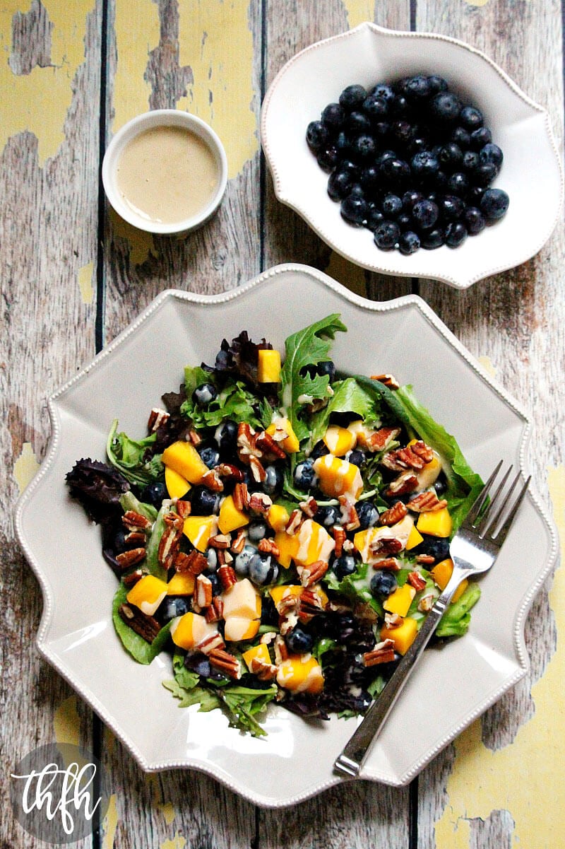 Blueberry and Mango Salad with Tahini Ginger Dressing | The Healthy Family and Home