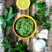 Vegan Fresh Herb and Tahini Pesto | The Healthy Family and Home