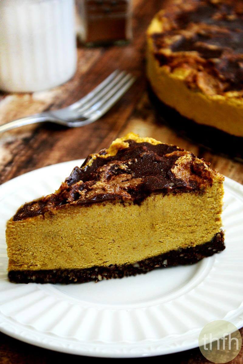 Vegan No-Bake Chocolate Marbled Pumpkin Cheesecake | The Healthy Family and Home