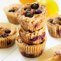Flourless Vegan Lemon Blueberry Blender Muffins | The Healthy Family and Home