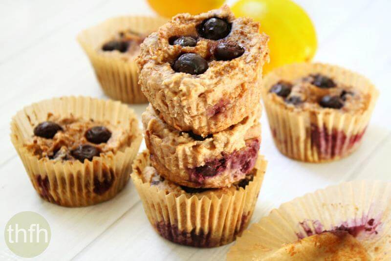 Flourless Vegan Lemon Blueberry Blender Muffins | The Healthy Family and Home