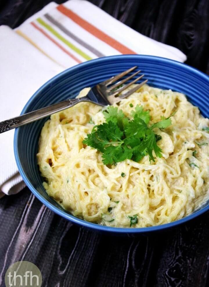 Spaghetti Squash Pasta with Creamy Cilantro and Lime Tahini Dressing | The Healthy Family and Home