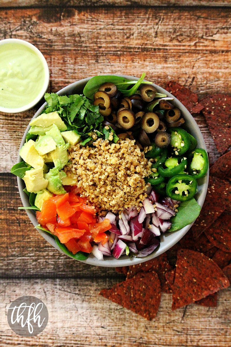 Vegan Taco Salad with Creamy Cilantro and Lime Dressing | The Healthy Family and Home