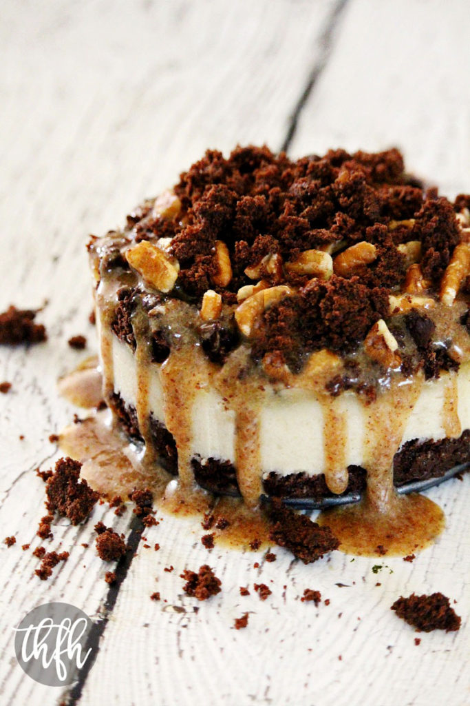GlutenFree Vegan NoBake Brownie Bottom Turtle Cheesecake The