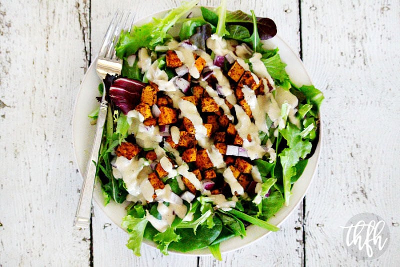 Vegan Roasted Chipotle Sweet Potato Salad with Tahini Lime Dressing | The Healthy Family and Home