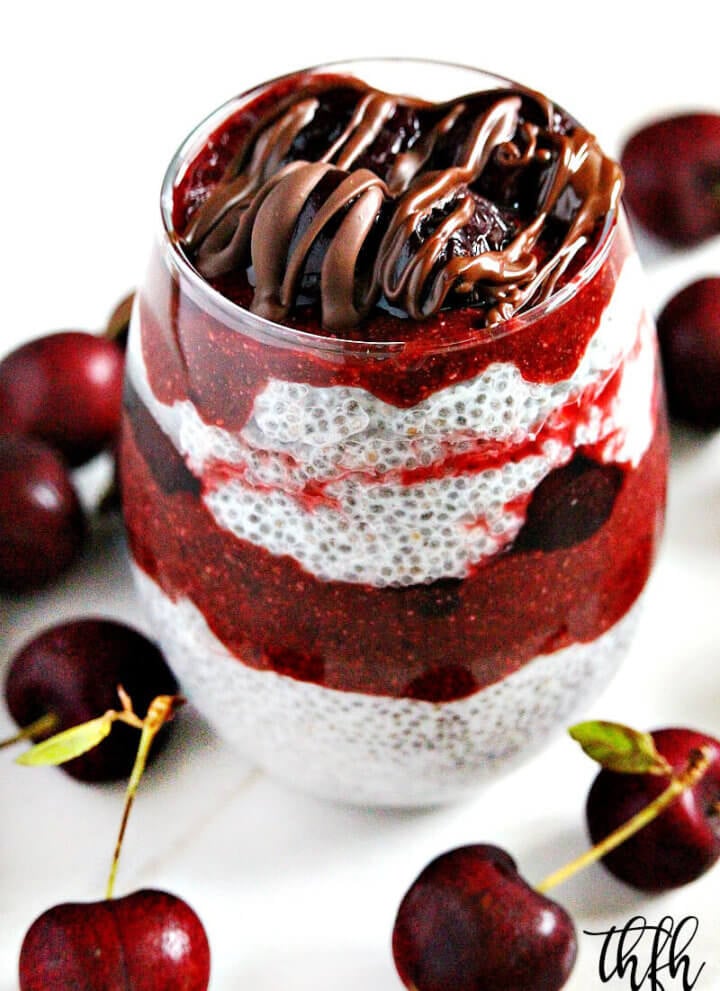 Clean Eating Vegan No-Cook Dark Cherry Chia Pudding Parfait | The Healthy Family and Home