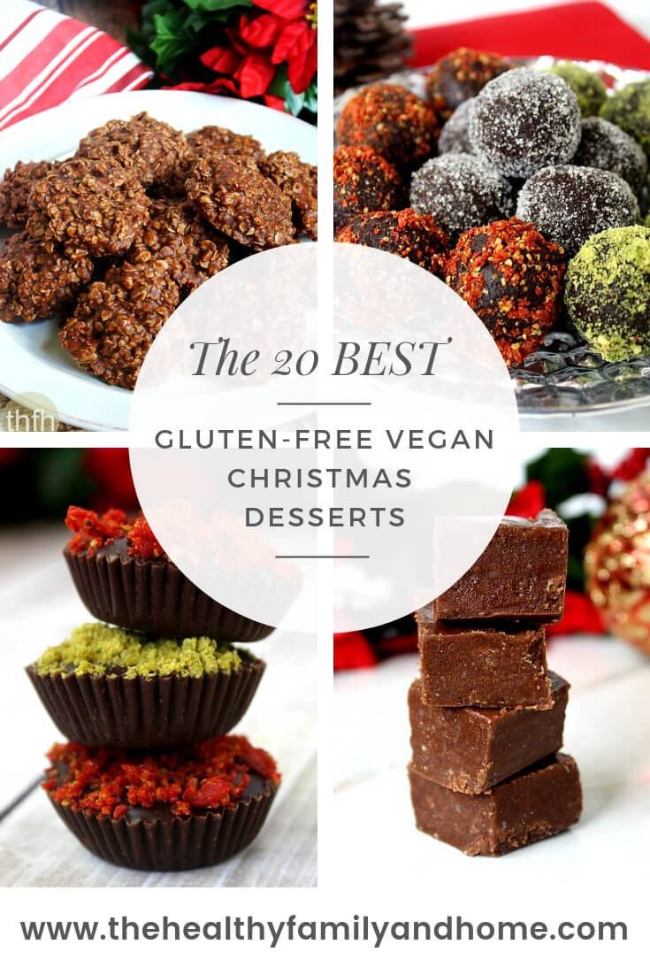 20 Best Gluten-Free Vegan Christmas Desserts logo with a collage of 4 dessert images